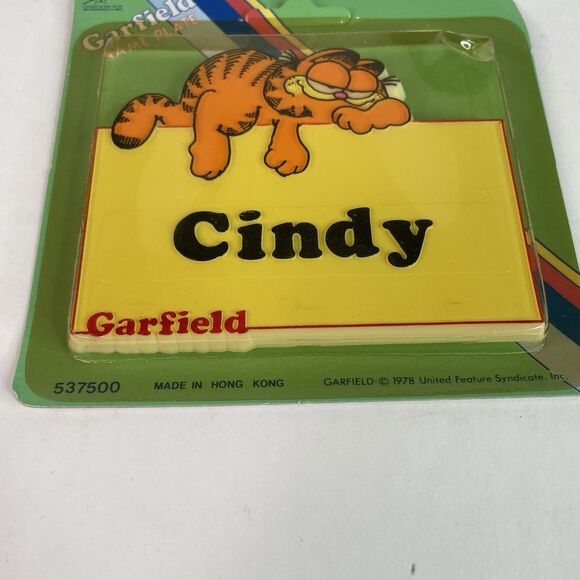 NEW Vintage Garfield Name Plate Cindy 1978 RARE, Sealed, Yellow - Picture 3 of 6